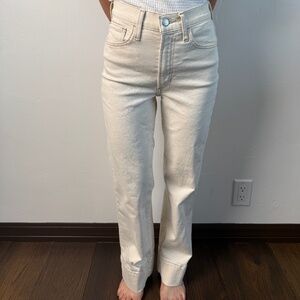 Joe's Wide Leg High Waist Cream Denim Size 23